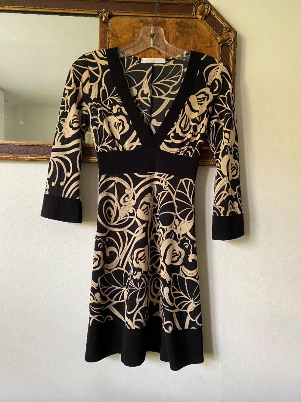 Vintage y2k Charlotte Russe Black Tan Floral Swirl Mini Boho Fairy XS
